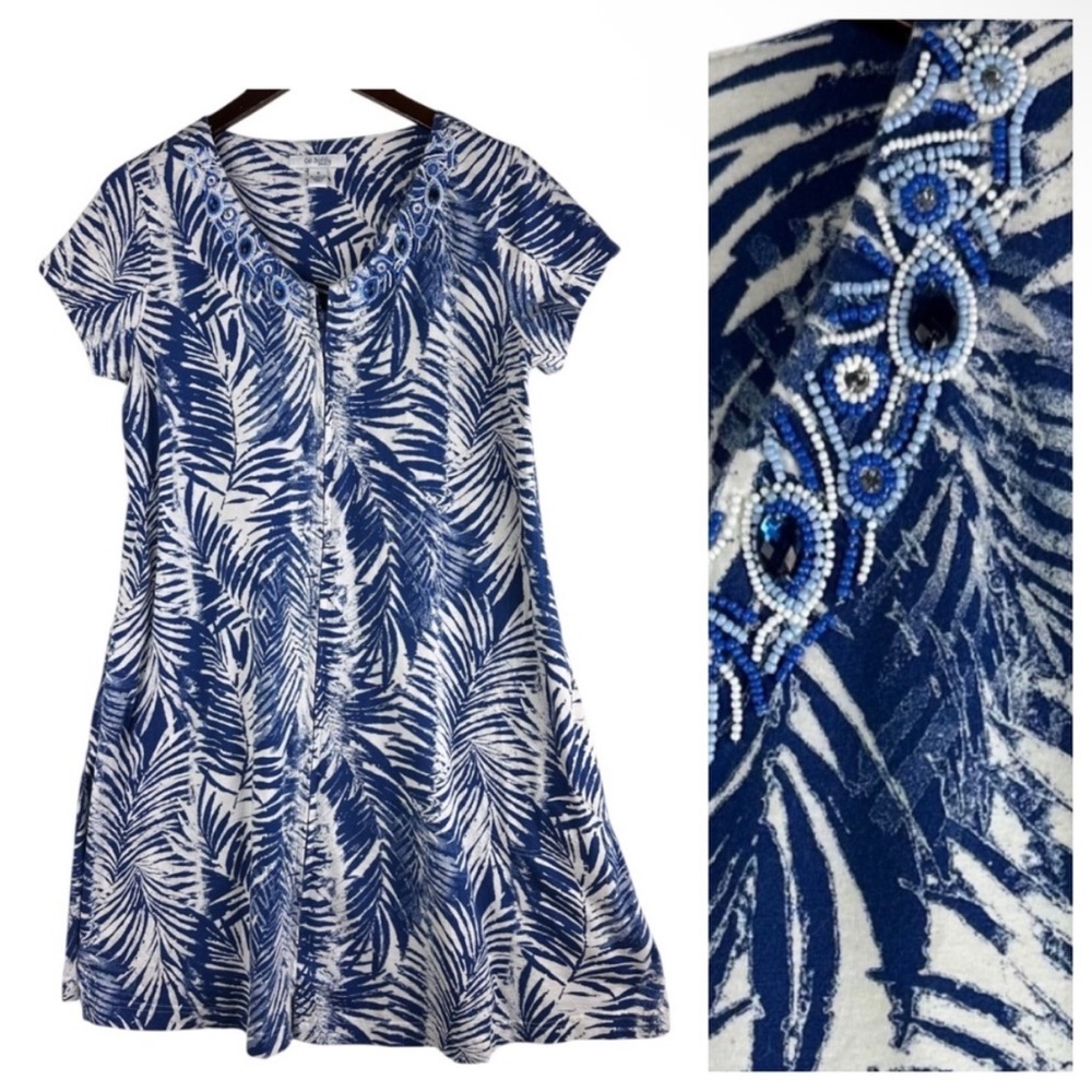 Go Softly Blue and White Dress - Picture 1 of 14